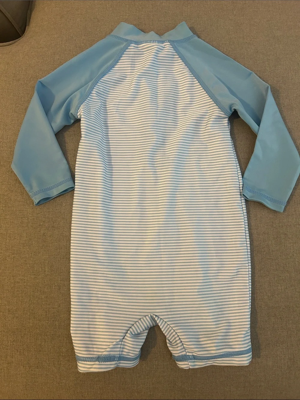 Baby Blue Stripe Rashguard One-Piece Swim